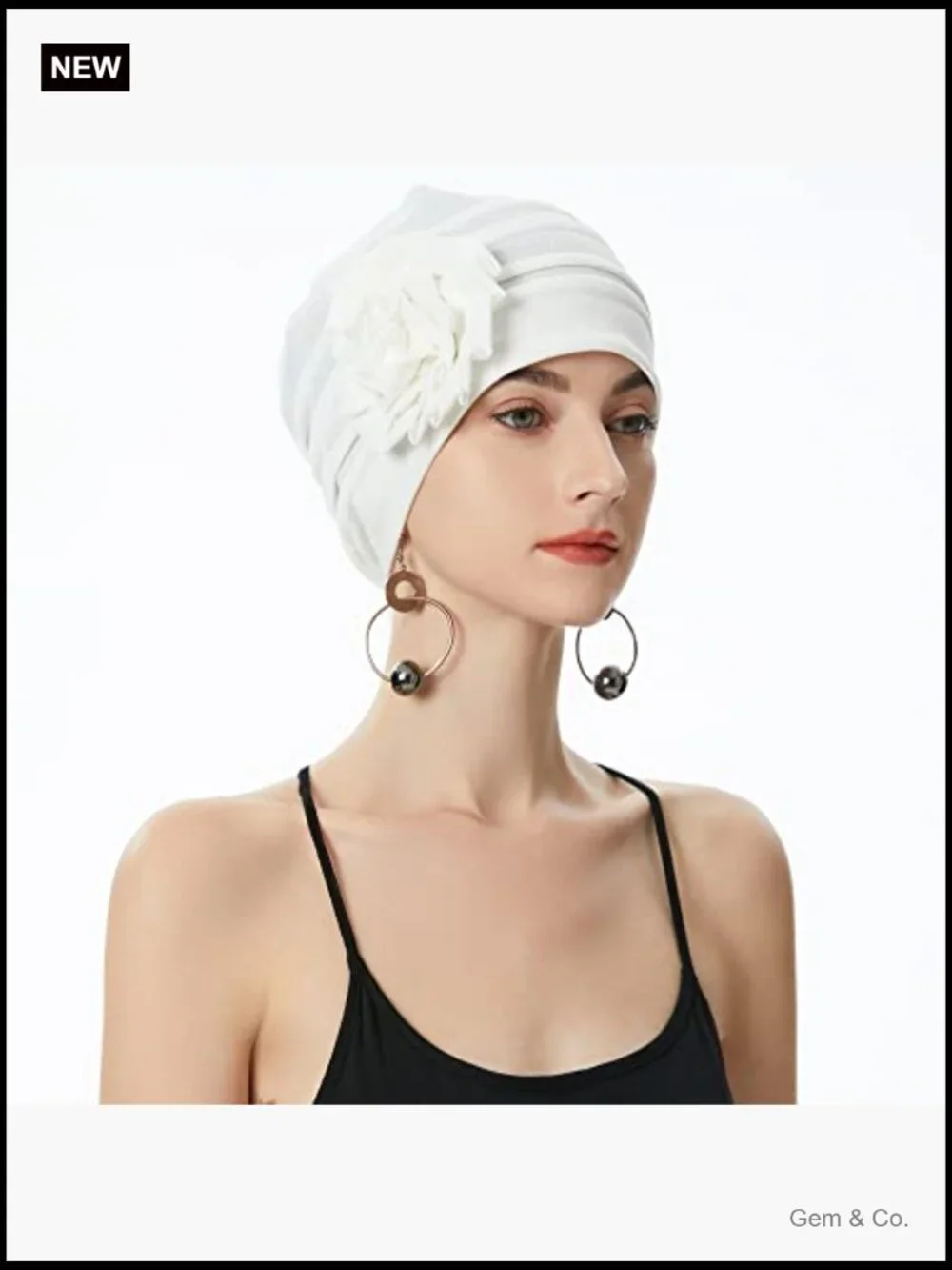 Elastic Stretch Beanie Hat with Flower Chemo Headwear Summer